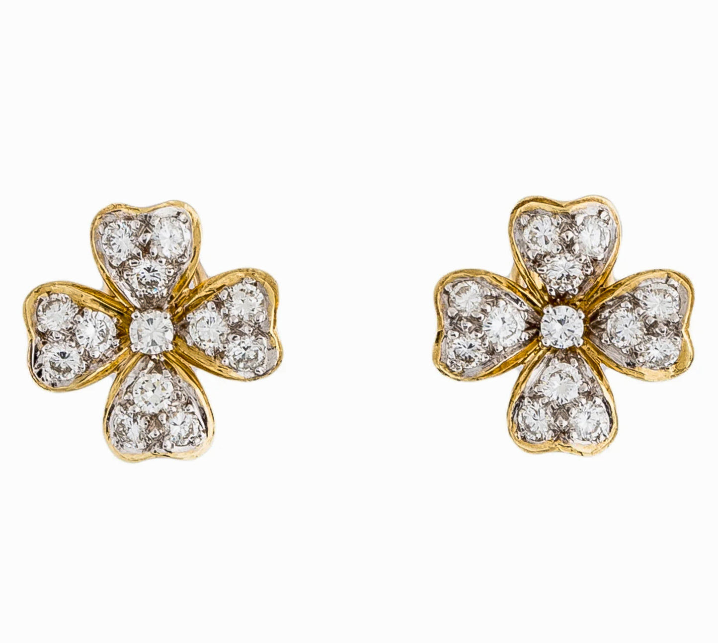 Gorgeous 18K Yellow Gold Diamond Flower Earrings - Premium Earrings from All The Best Vintage - Just $6750! Shop now at All The Best Vintage