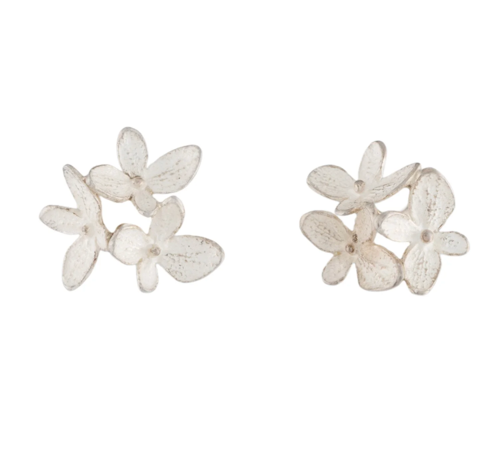 John Iverson Sterling Silver Hydrangea Three Flower Earrings - Premium Earrings from All The Best Vintage - Just $440! Shop now at All The Best Vintage