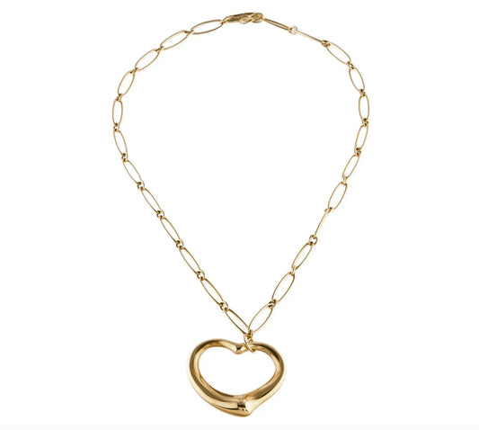 Vintage Elsa Peretti for Tiffany and Co Large Open Heart with Hand crafted Chain - Premium necklace from All The Best Vintage - Just $6750! Shop now at All The Best Vintage