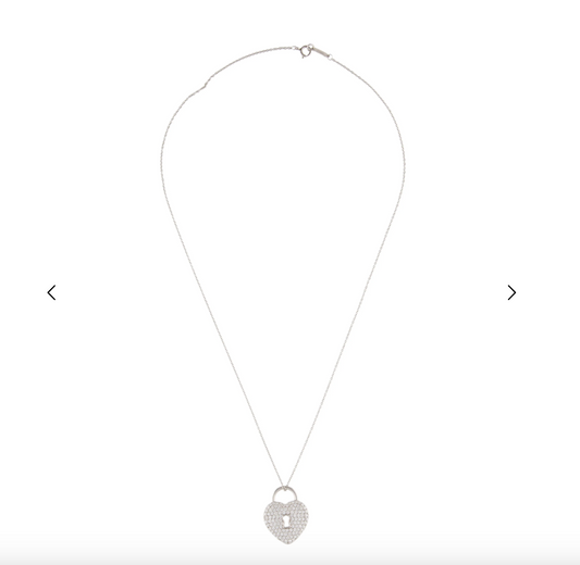 Tiffany & Co Platinum Diamond Heart Lock Pendant and Chain - Premium Necklace from All The Best Vintage - Just $5400! Shop now at All The Best Vintage