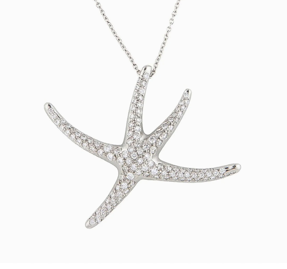 Rare Tiffany & Co. Elsa Peretti Vintage 1986 Platinum & Diamond Starfish Pendant Necklace - Premium Necklace from All The Best Vintage - Just $9245! Shop now at All The Best Vintage