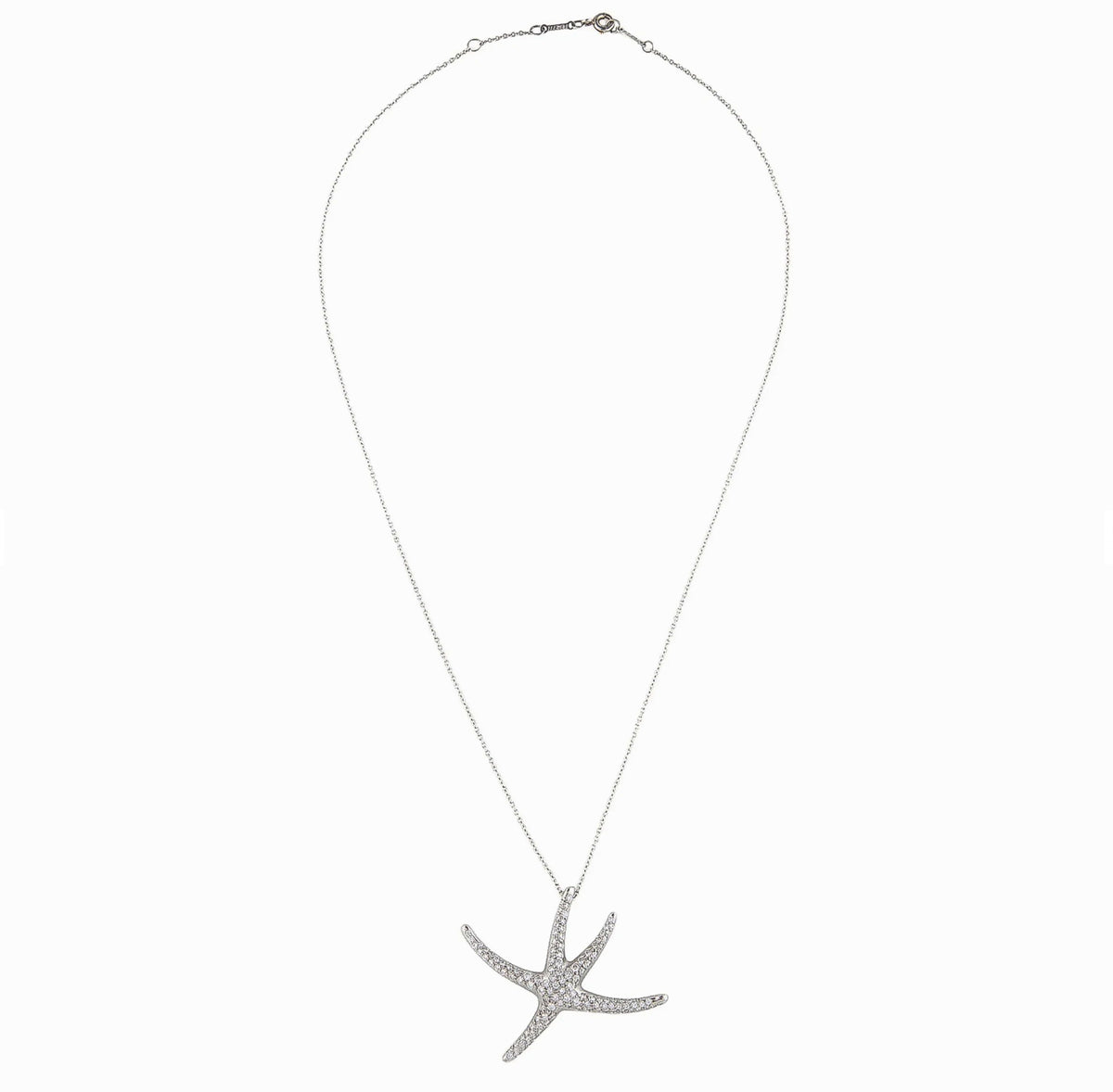 Rare Tiffany & Co. Elsa Peretti Vintage 1986 Platinum & Diamond Starfish Pendant Necklace - Premium Necklace from All The Best Vintage - Just $9245! Shop now at All The Best Vintage
