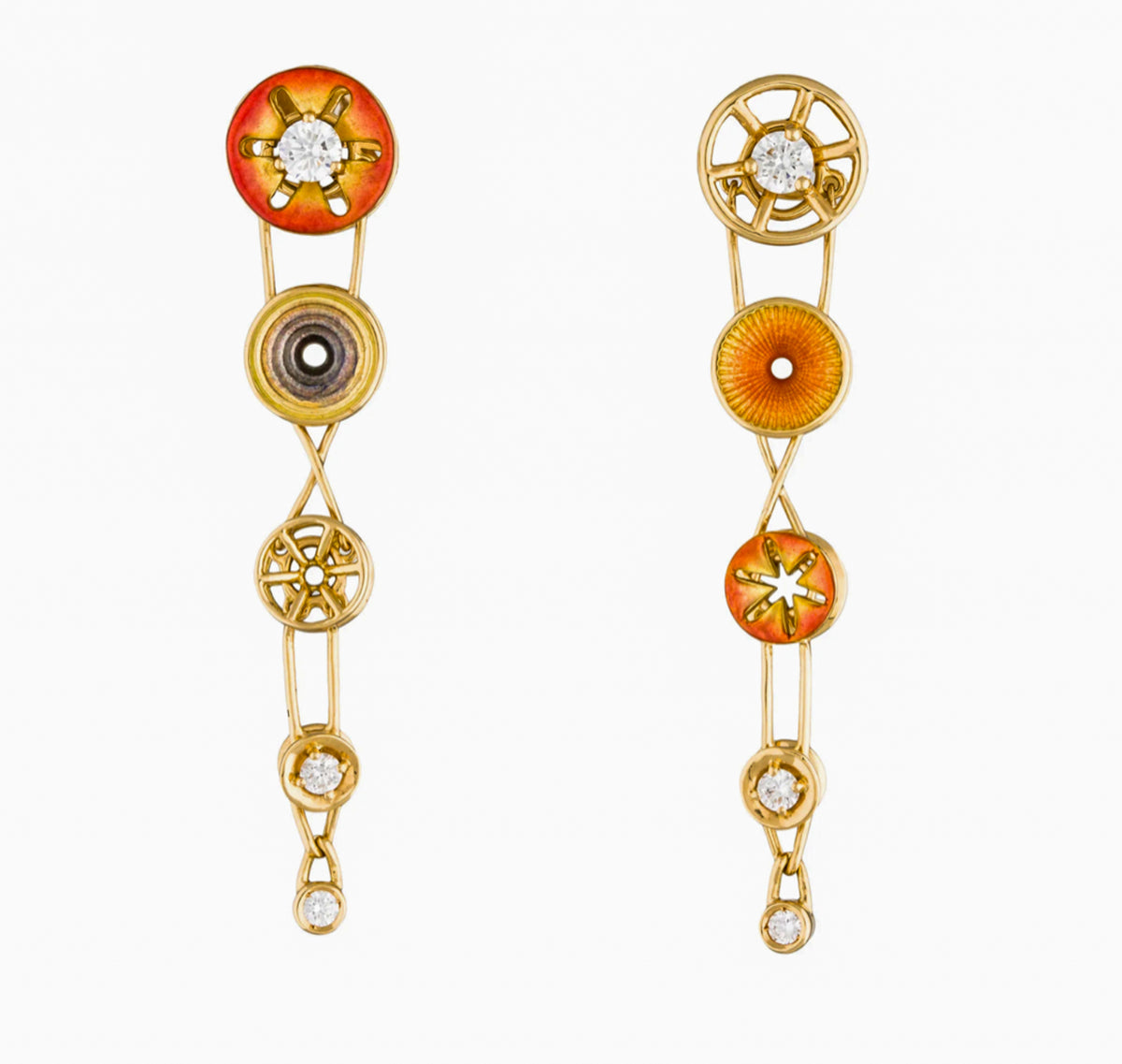 Bagues Masriera 18K Diamond and Enamel Drop Earrings - Premium from All The Best Vintage - Just $6400! Shop now at All The Best Vintage