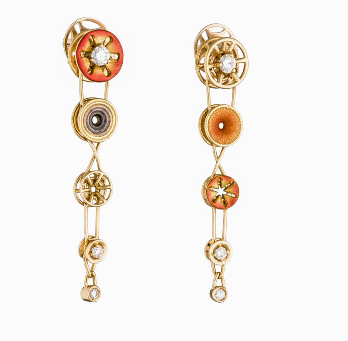 Bagues Masriera 18K Diamond and Enamel Drop Earrings - Premium from All The Best Vintage - Just $6400! Shop now at All The Best Vintage
