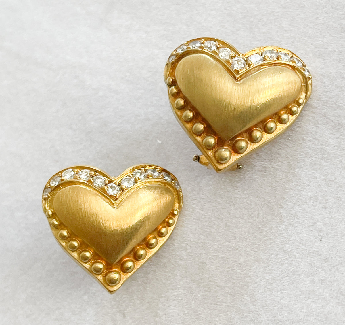 Vintage 18K Gold Heart and Diamond Earrings - Premium from All The Best Vintage - Just $1595! Shop now at All The Best Vintage