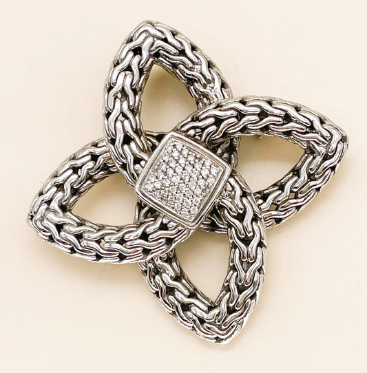 John Hardy Diamond Chain Bowen Knot Pin / Pendant - Premium from All The Best Vintage - Just $895! Shop now at All The Best Vintage