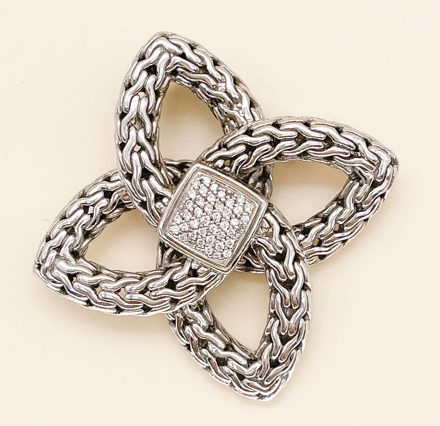 John Hardy Diamond Chain Bowen Knot Pin / Pendant - Premium from All The Best Vintage - Just $895! Shop now at All The Best Vintage