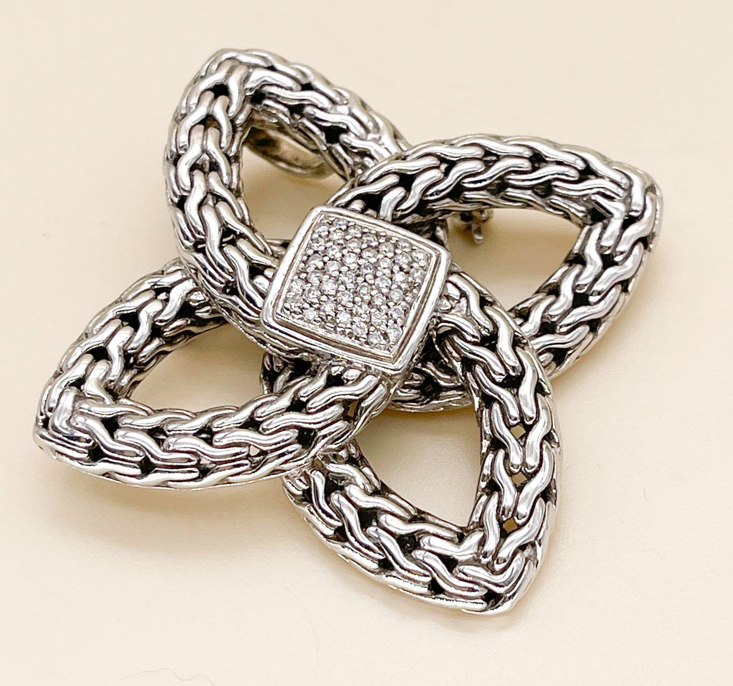 John Hardy Diamond Chain Bowen Knot Pin / Pendant - Premium from All The Best Vintage - Just $895! Shop now at All The Best Vintage