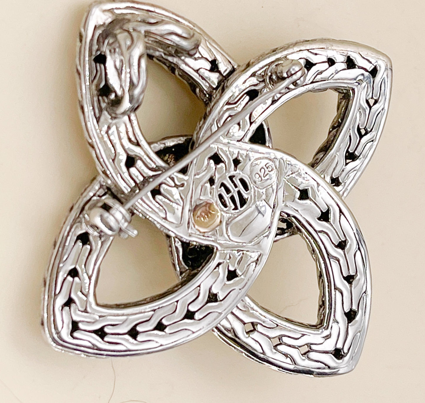 John Hardy Diamond Chain Bowen Knot Pin / Pendant - Premium from All The Best Vintage - Just $895! Shop now at All The Best Vintage