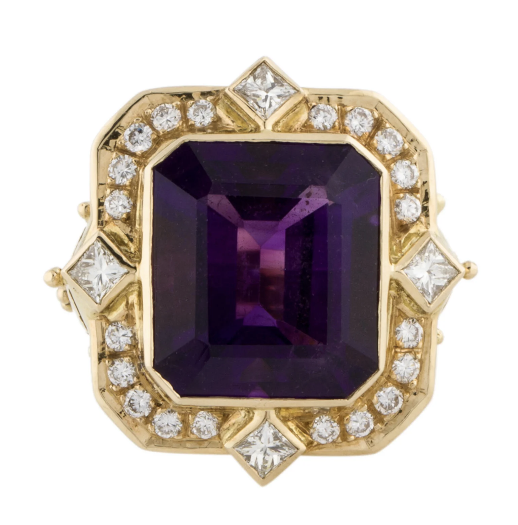 Paula Crevoshay Amethyst and Diamond 18K Ring - Stunning - Premium from All The Best Vintage - Just $9500! Shop now at All The Best Vintage