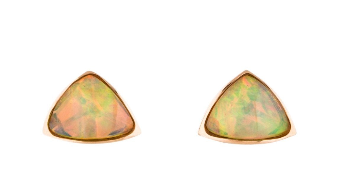 Vintage 18K Rose Gold Opal Stud Earrings - Premium Earrings from All The Best Vintage - Just $1295! Shop now at All The Best Vintage
