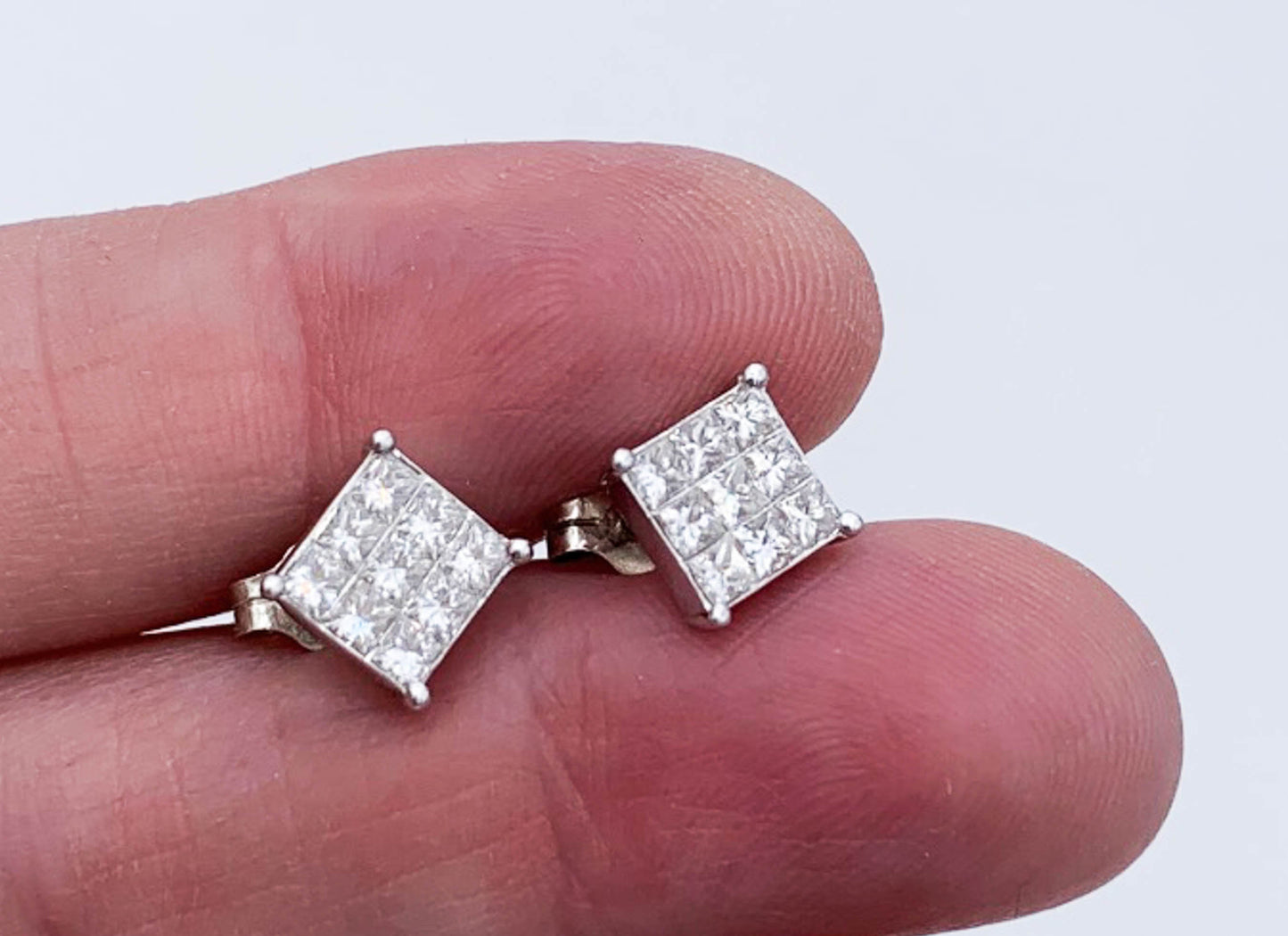 Diamond Stud Earrings tow 1.44 - Great Square Design - Premium from All The Best Vintage - Just $1295! Shop now at All The Best Vintage