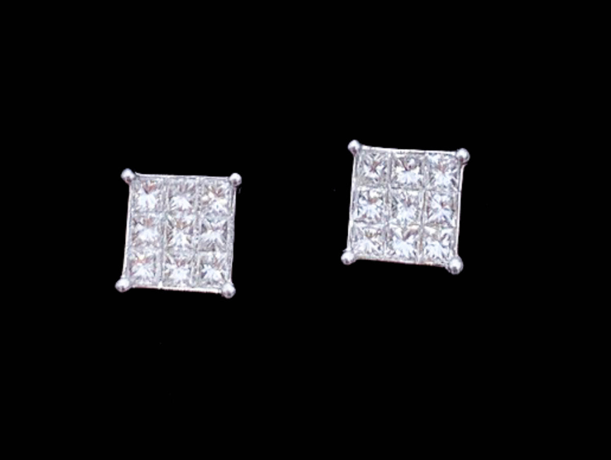 Diamond Stud Earrings tow 1.44 - Great Square Design - Premium from All The Best Vintage - Just $1295! Shop now at All The Best Vintage