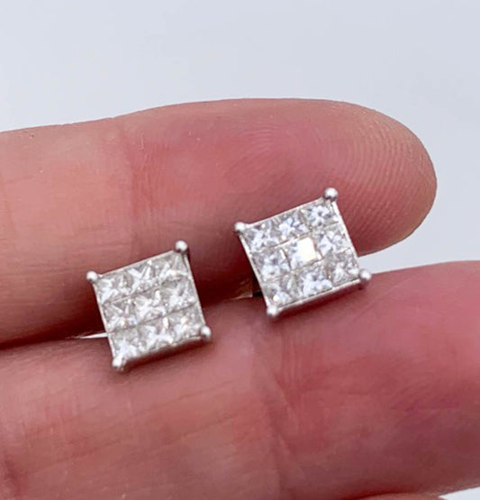 Diamond Stud Earrings tow 1.44 - Great Square Design - Premium from All The Best Vintage - Just $1295! Shop now at All The Best Vintage