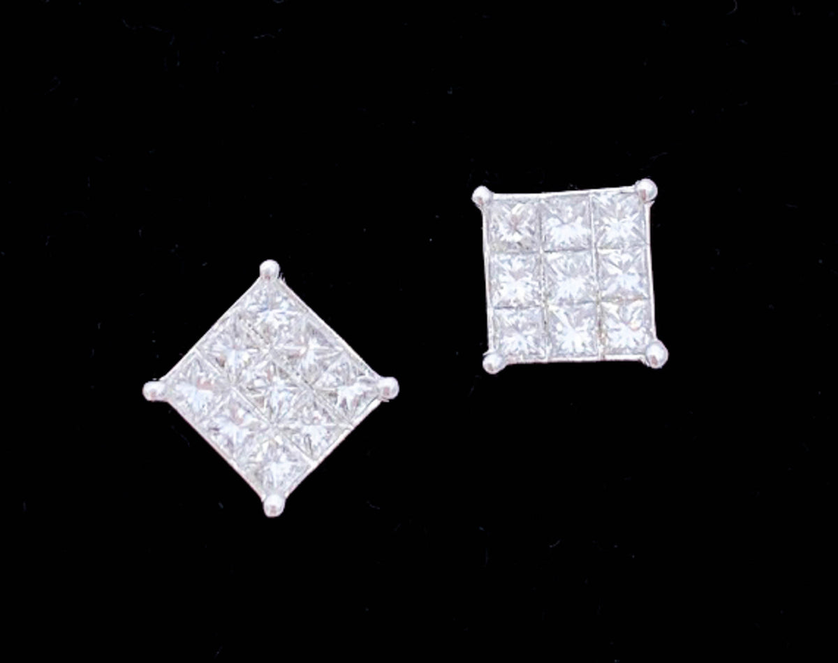 Diamond Stud Earrings tow 1.44 - Great Square Design - Premium from All The Best Vintage - Just $1295! Shop now at All The Best Vintage