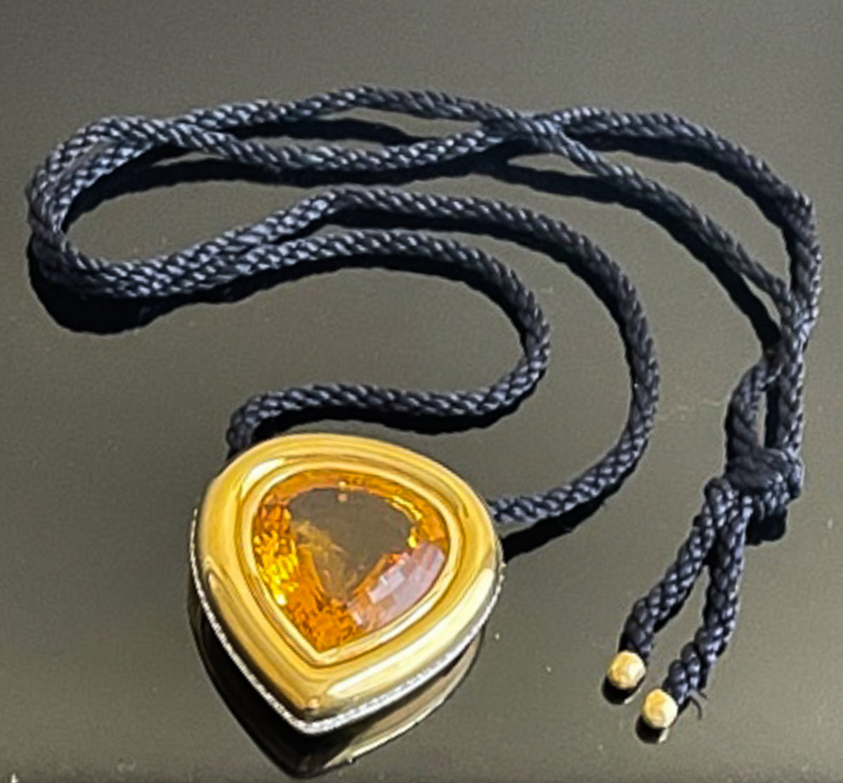 Paloma Picasso for Tiffany & Co. Vintage 1980 18K Gold, Citrine & Diamond Pendant Necklace