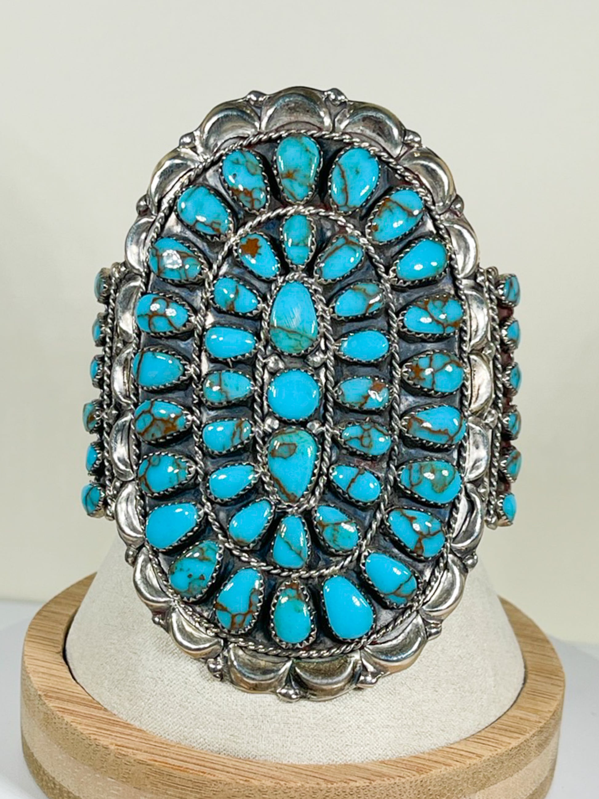 Canny Wauneka Sterling Silver Block Turquoise Cluster Cuff - Premium Bracelet from All The Best Vintage - Just $495! Shop now at All The Best Vintage