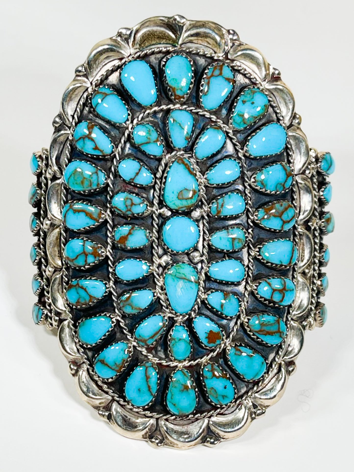 Canny Wauneka Sterling Silver Block Turquoise Cluster Cuff - Premium Bracelet from All The Best Vintage - Just $495! Shop now at All The Best Vintage