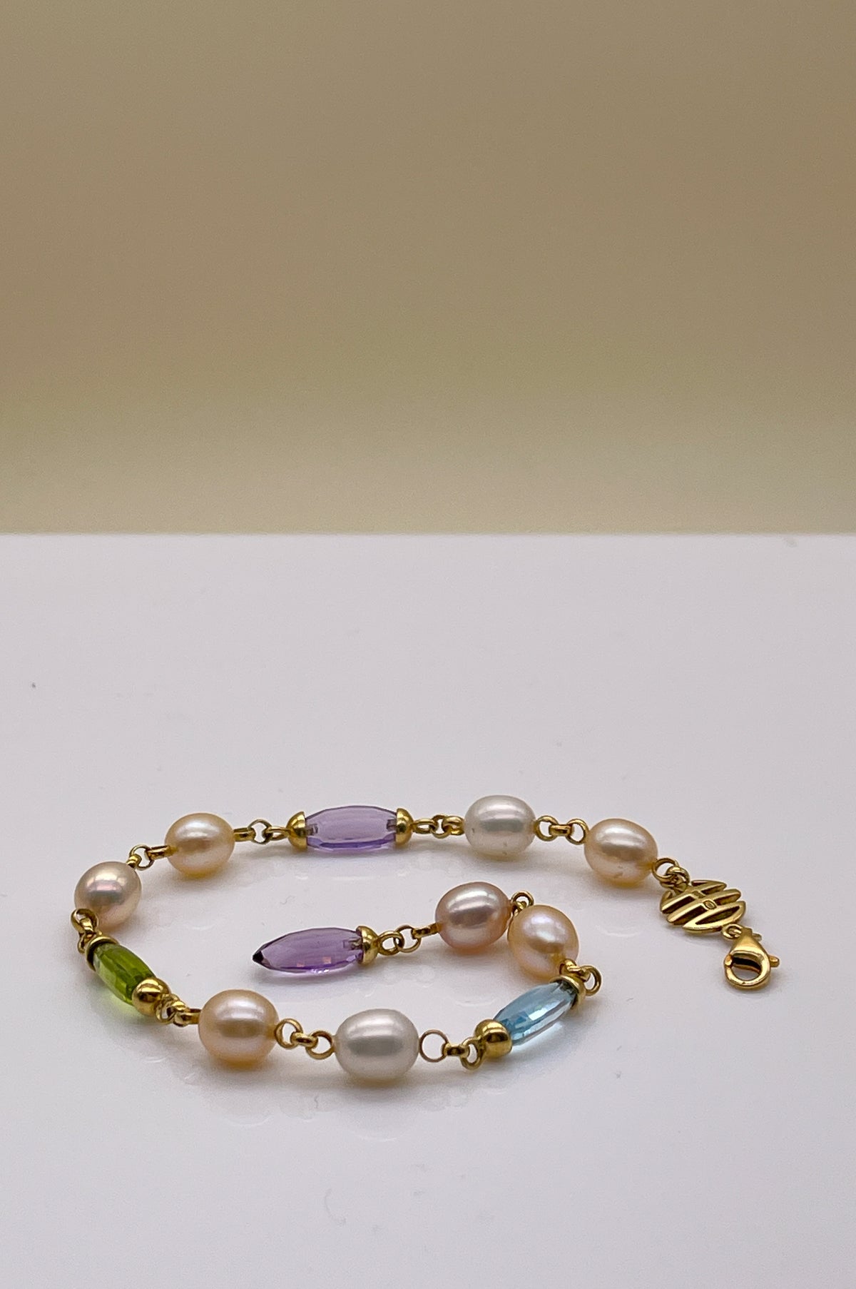 Mimi Milano 18K Pearl, Peridot, Topaz and Amethyst Bracelet - Premium Bracelet from All The Best Vintage - Just $1495! Shop now at All The Best Vintage