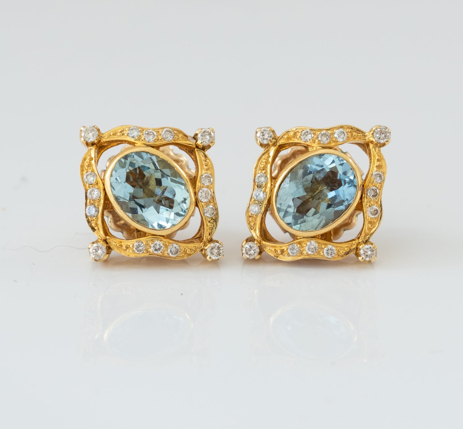 Aquamarine and Diamond 22K Gold Earrings - Premium Earrings from All The Best Vintage - Just $3800! Shop now at All The Best Vintage