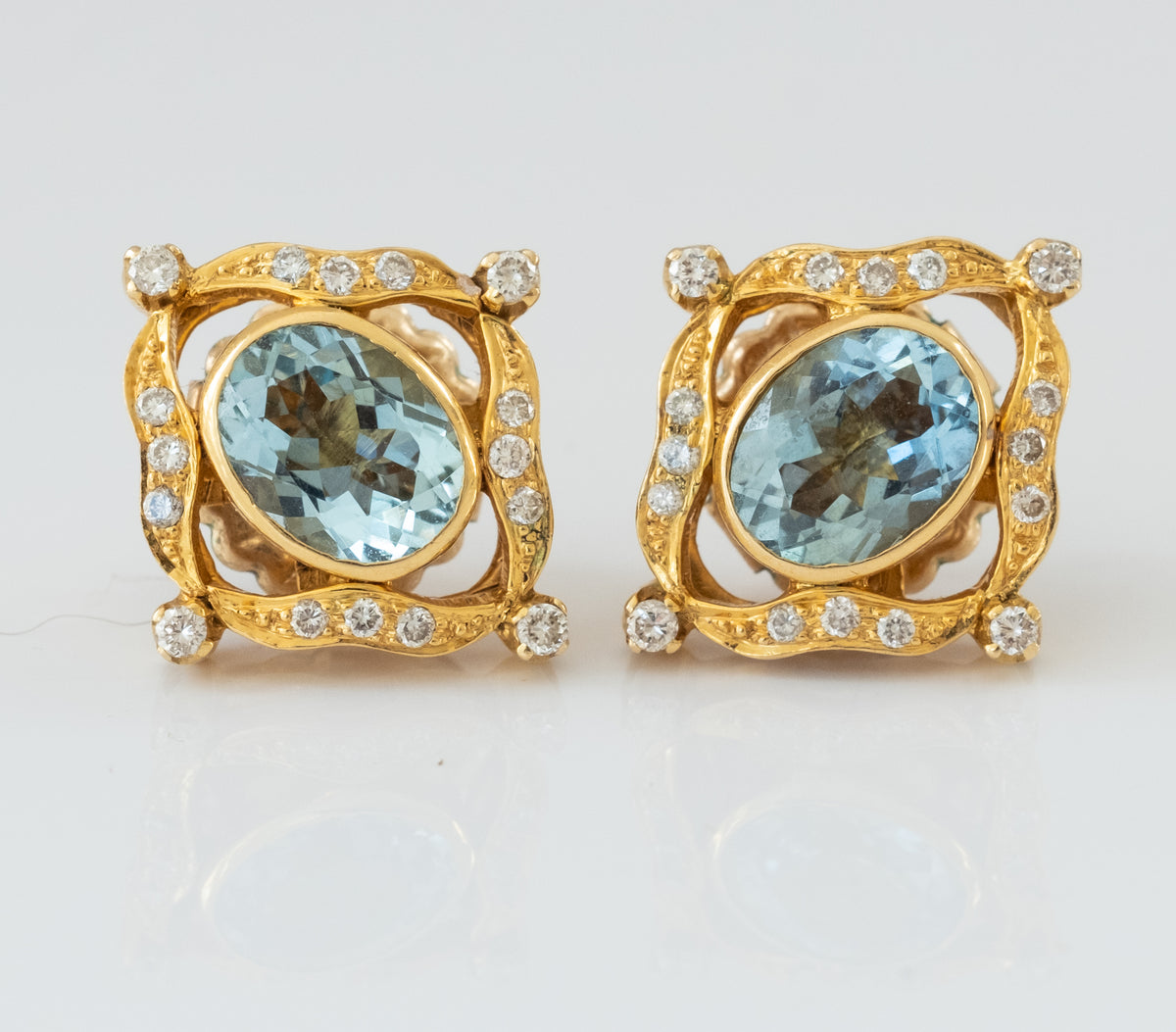 Aquamarine and Diamond 22K Gold Earrings - Premium Earrings from All The Best Vintage - Just $3800! Shop now at All The Best Vintage