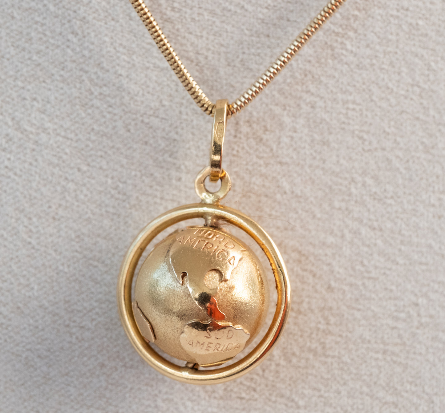 Vintage 18K Spinning Globe Pendant - 14K Snake Chain - Premium necklace from All The Best Vintage - Just $2995! Shop now at All The Best Vintage