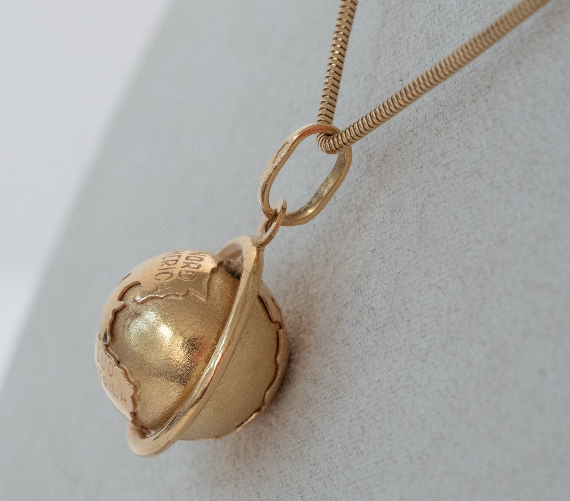 Vintage 18K Spinning Globe Pendant - 14K Snake Chain - Premium necklace from All The Best Vintage - Just $2995! Shop now at All The Best Vintage
