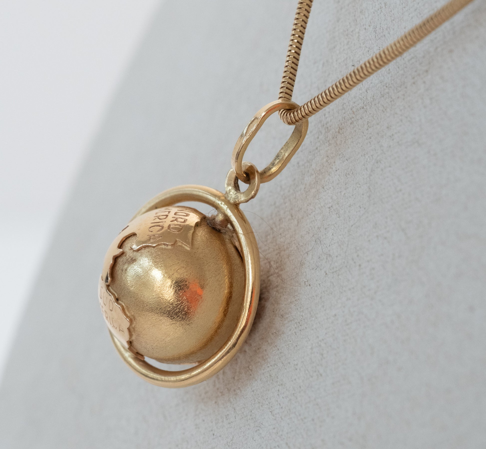 Vintage 18K Spinning Globe Pendant - 14K Snake Chain - Premium necklace from All The Best Vintage - Just $2995! Shop now at All The Best Vintage