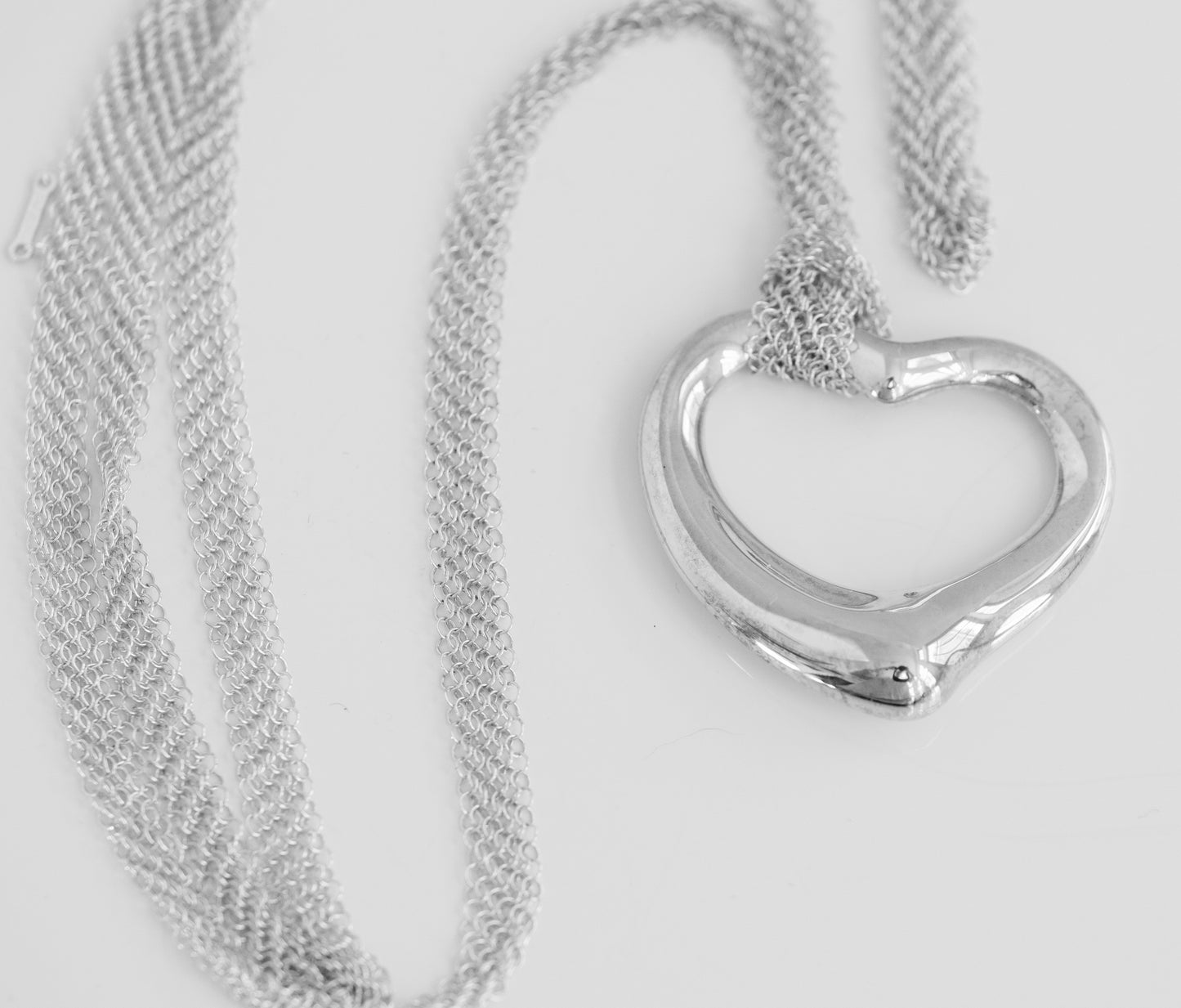 Tiffany & Co Elsa Peretti Open Heart Pendant on Mesh Chain - Premium necklace from All The Best Vintage - Just $995! Shop now at All The Best Vintage