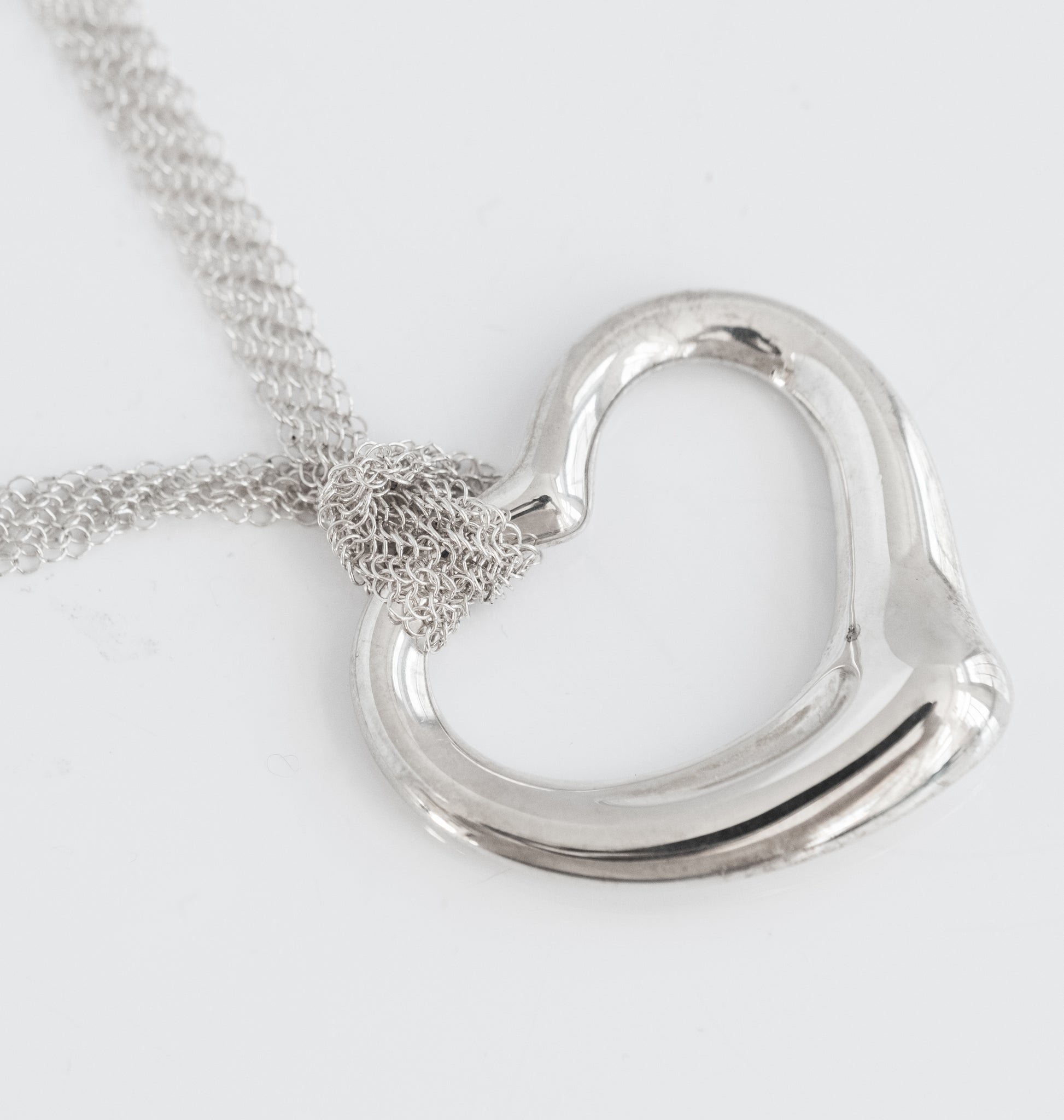 Tiffany & Co Elsa Peretti Open Heart Pendant on Mesh Chain - Premium necklace from All The Best Vintage - Just $995! Shop now at All The Best Vintage