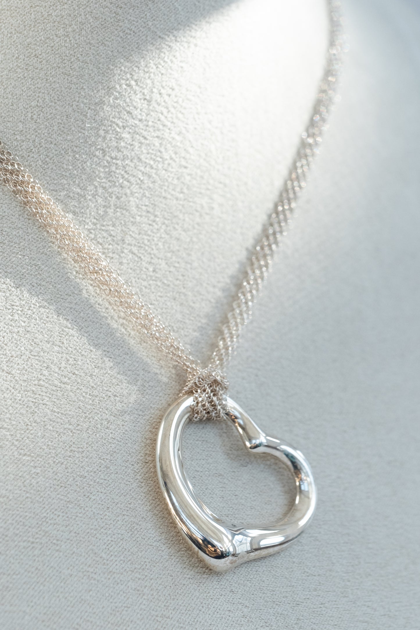 Tiffany & Co Elsa Peretti Open Heart Pendant on Mesh Chain - Premium necklace from All The Best Vintage - Just $995! Shop now at All The Best Vintage