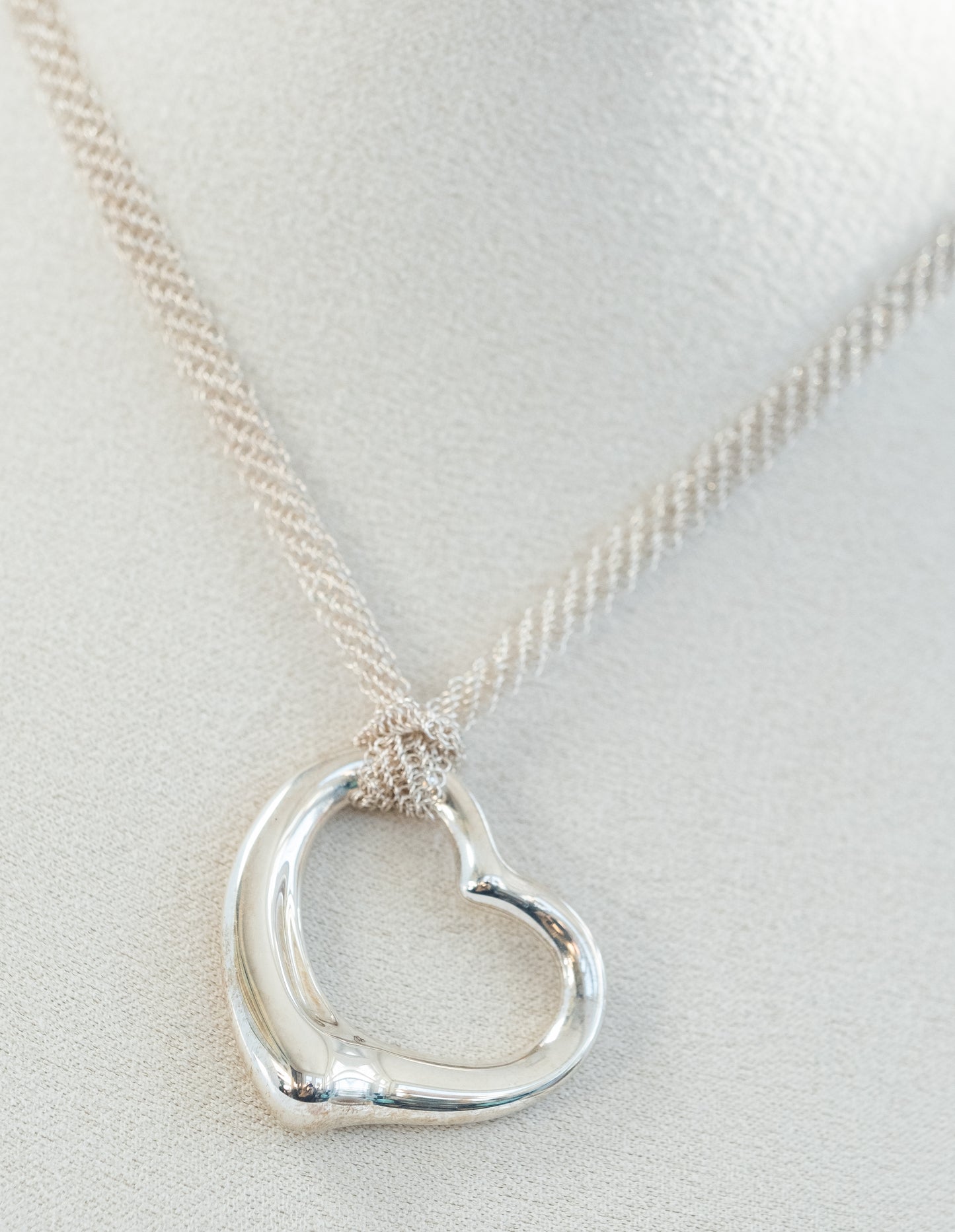 Tiffany & Co Elsa Peretti Open Heart Pendant on Mesh Chain - Premium necklace from All The Best Vintage - Just $995! Shop now at All The Best Vintage