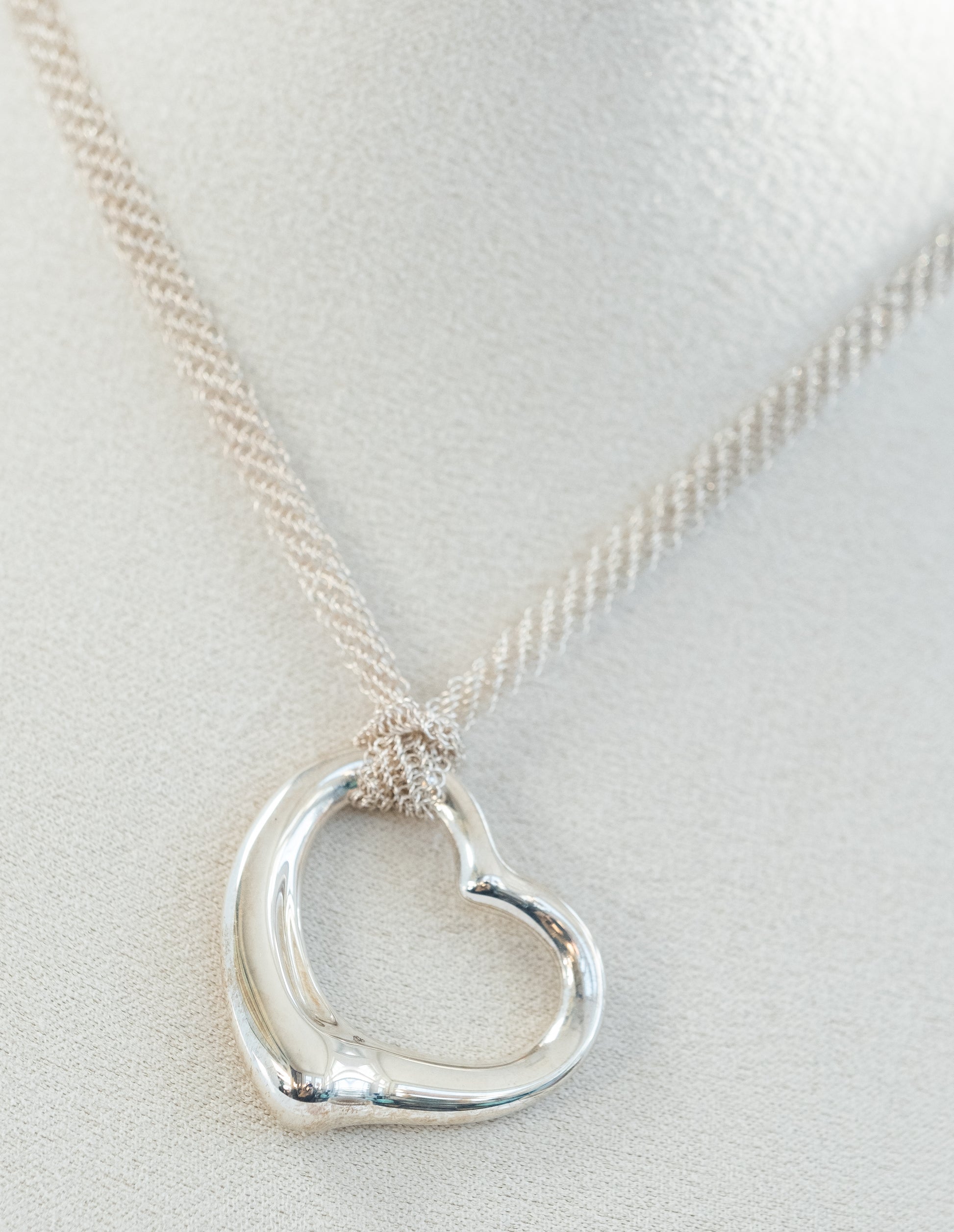 Tiffany & Co Elsa Peretti Open Heart Pendant on Mesh Chain - Premium necklace from All The Best Vintage - Just $995! Shop now at All The Best Vintage