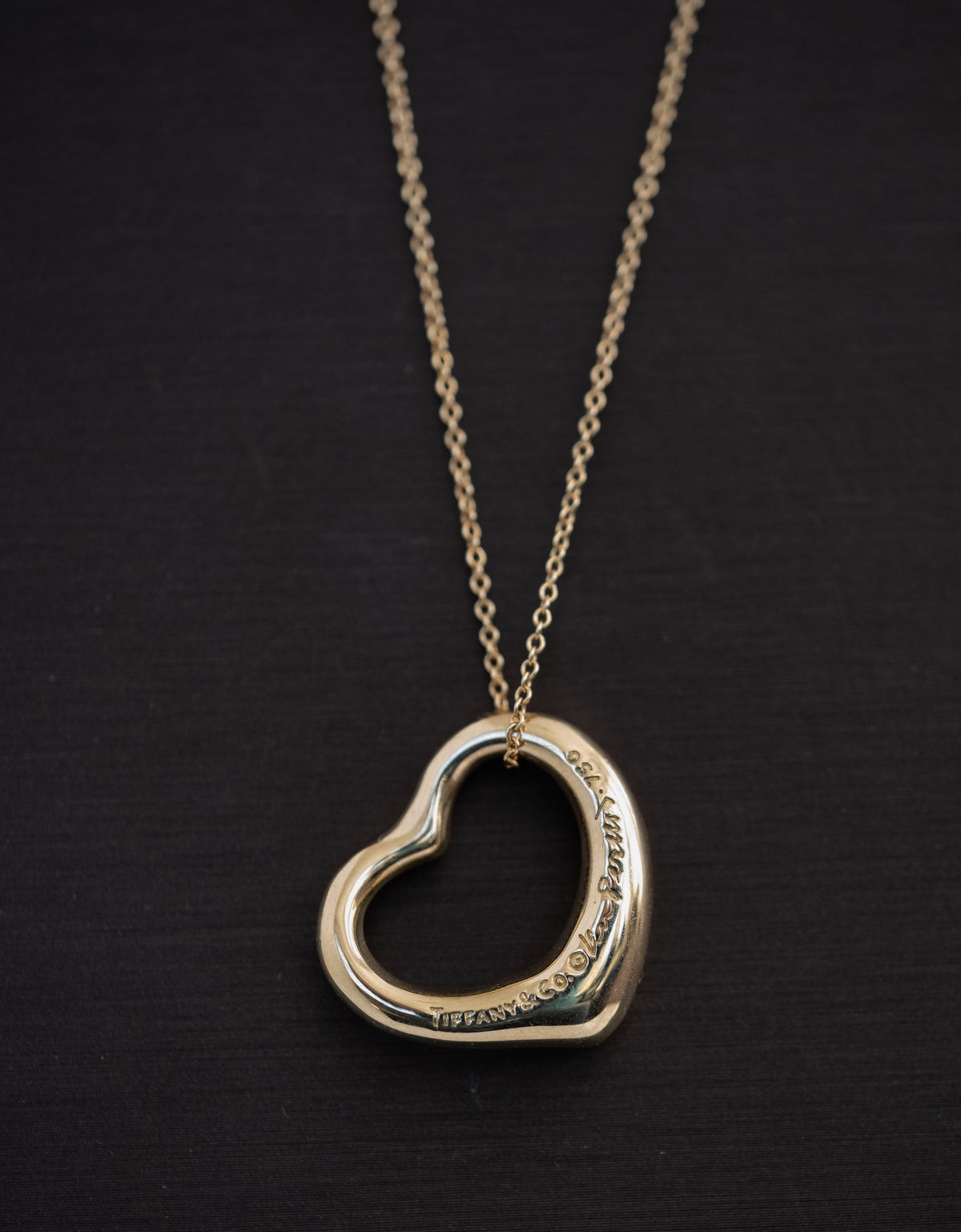 Tiffany & Co Elsa Peretti 18K Gold and Diamond Open Heart Necklace - Premium Necklace from All The Best Vintage - Just $3950! Shop now at All The Best Vintage
