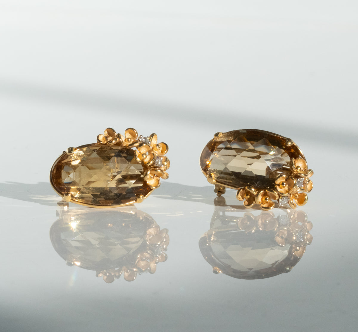 Anna Maria Camille 18K Peach Champagne Quartz and Diamond Earrings - Premium Earrings from Anna Maria Camille - Just $3200! Shop now at All The Best Vintage