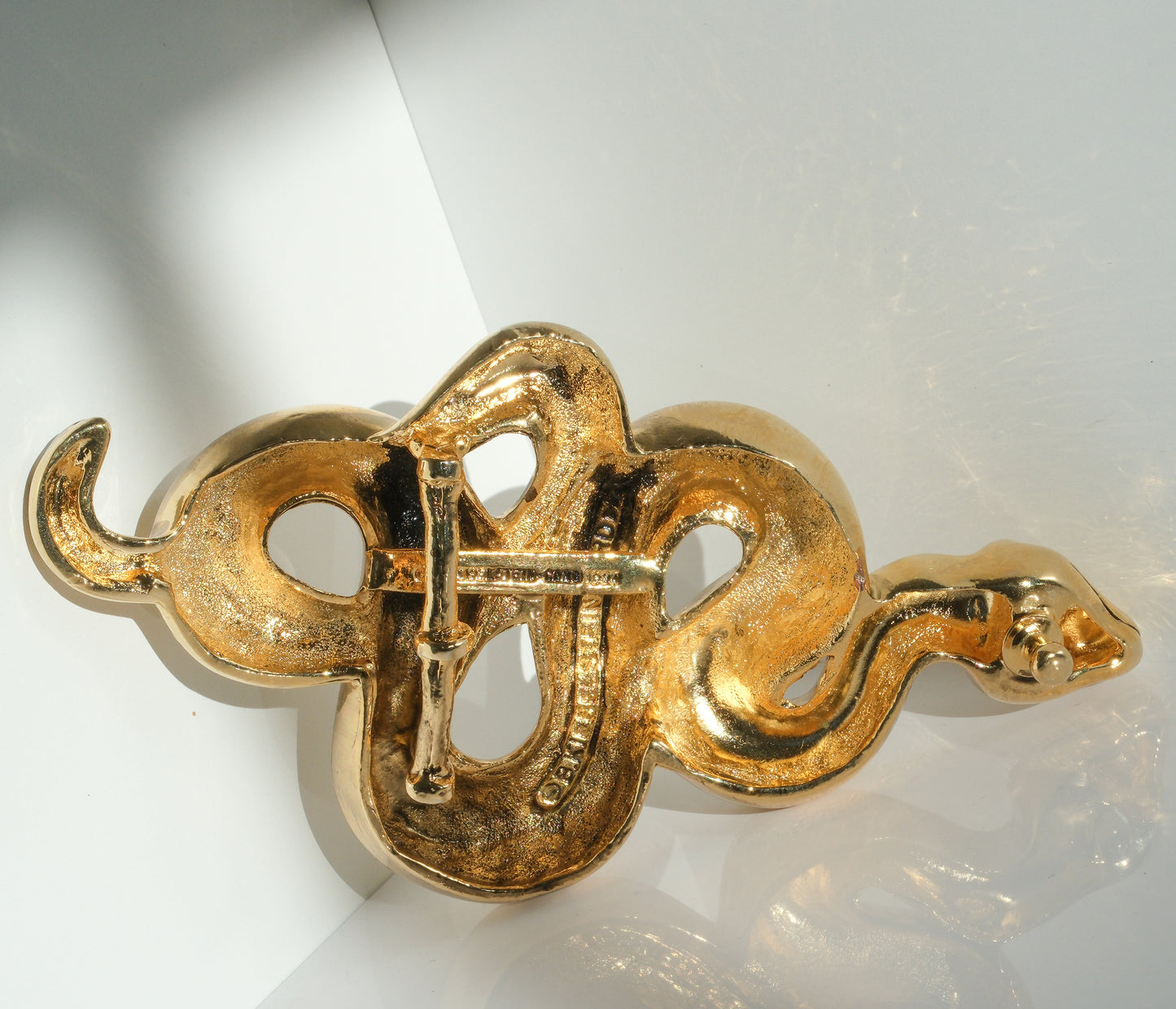 Gorgeous Large Kieselstein-Cord Gold Plated Snake Buckle - Premium Belt Buckle from All The Best Vintage - Just $1895! Shop now at All The Best Vintage