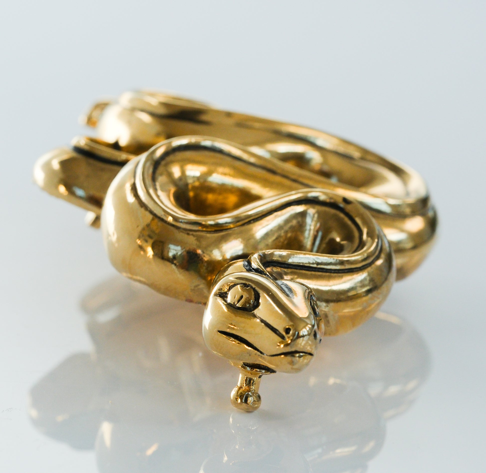 Gorgeous Large Kieselstein-Cord Gold Plated Snake Buckle - Premium Belt Buckle from All The Best Vintage - Just $1895! Shop now at All The Best Vintage