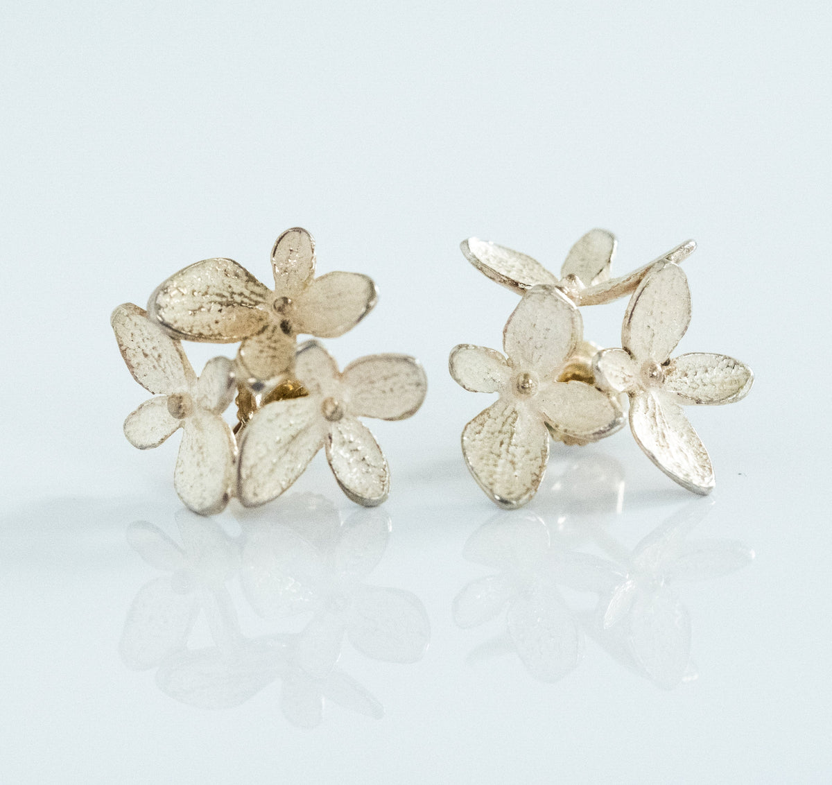 John Iverson Sterling Silver Hydrangea Three Flower Earrings - Premium Earrings from All The Best Vintage - Just $440! Shop now at All The Best Vintage
