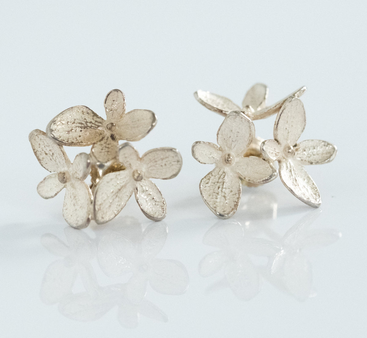 John Iverson Sterling Silver Hydrangea Three Flower Earrings - Premium Earrings from All The Best Vintage - Just $440! Shop now at All The Best Vintage