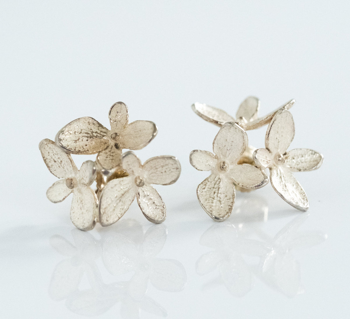 John Iverson Sterling Silver Hydrangea Three Flower Earrings - Premium Earrings from All The Best Vintage - Just $440! Shop now at All The Best Vintage