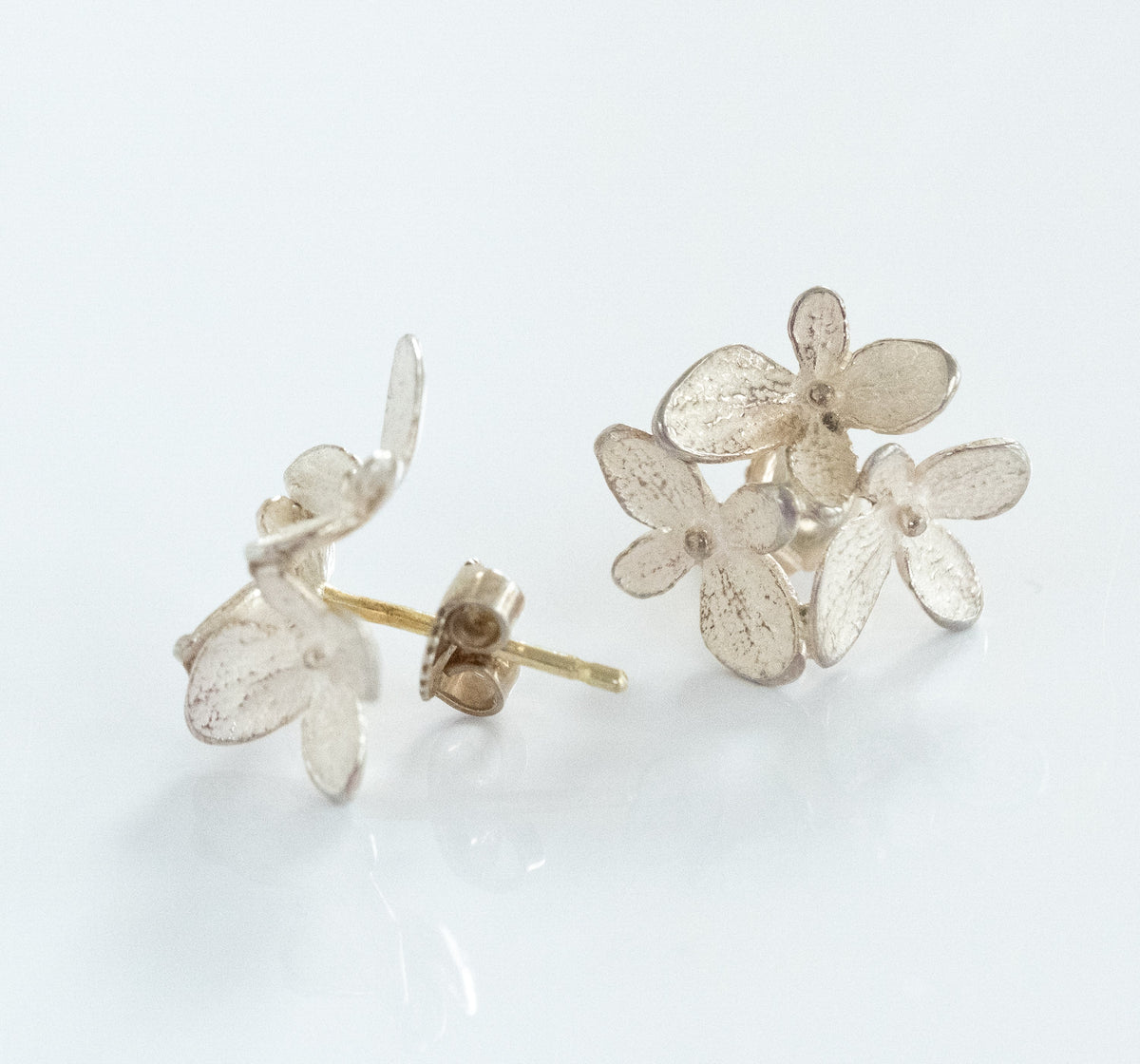 John Iverson Sterling Silver Hydrangea Three Flower Earrings - Premium Earrings from All The Best Vintage - Just $440! Shop now at All The Best Vintage