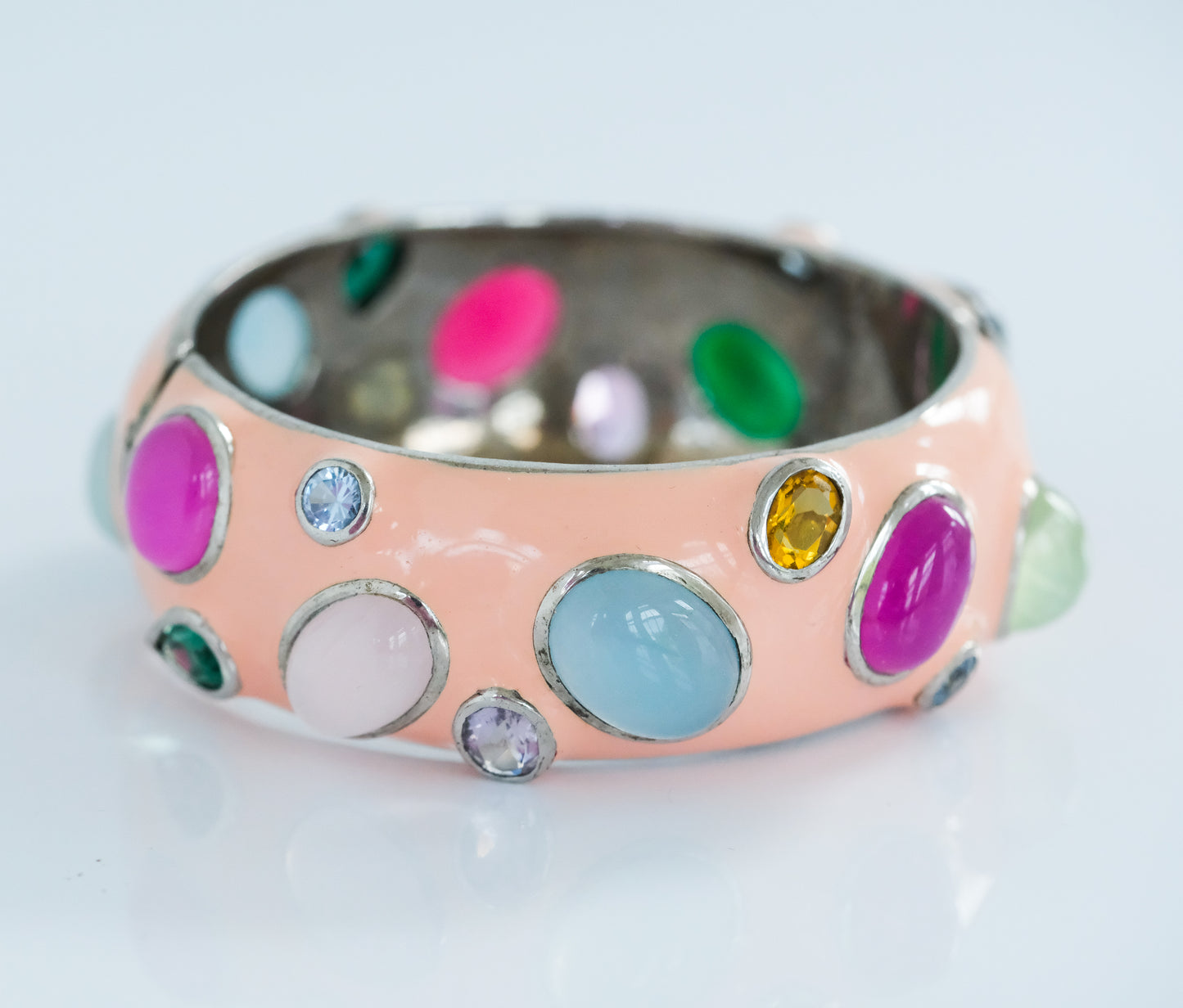 Enameled Sterling Silver Bracelet with Gorgeous Stones - Premium Bracelet from All The Best Vintage - Just $1195! Shop now at All The Best Vintage