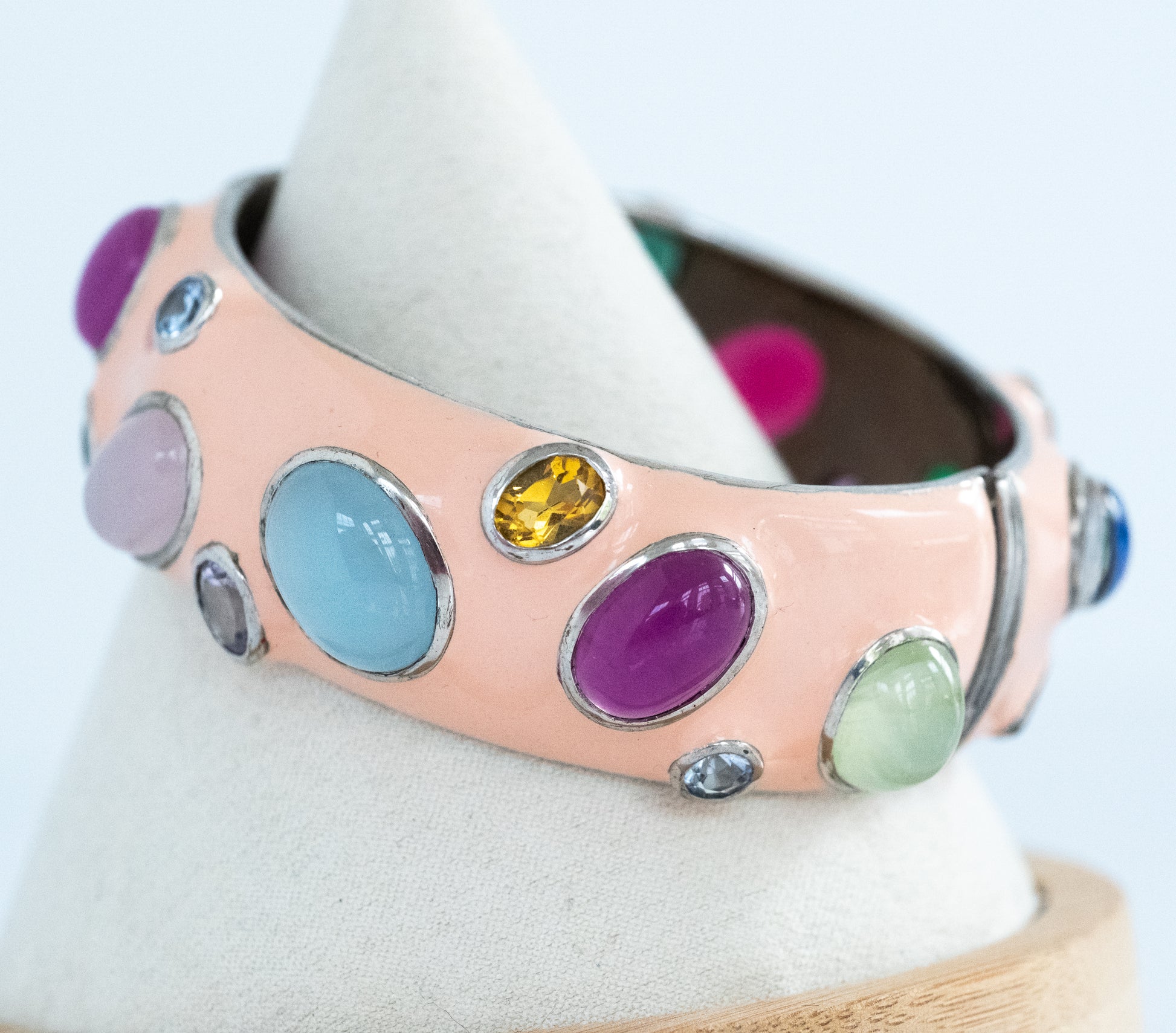Enameled Sterling Silver Bracelet with Gorgeous Stones - Premium Bracelet from All The Best Vintage - Just $1195! Shop now at All The Best Vintage