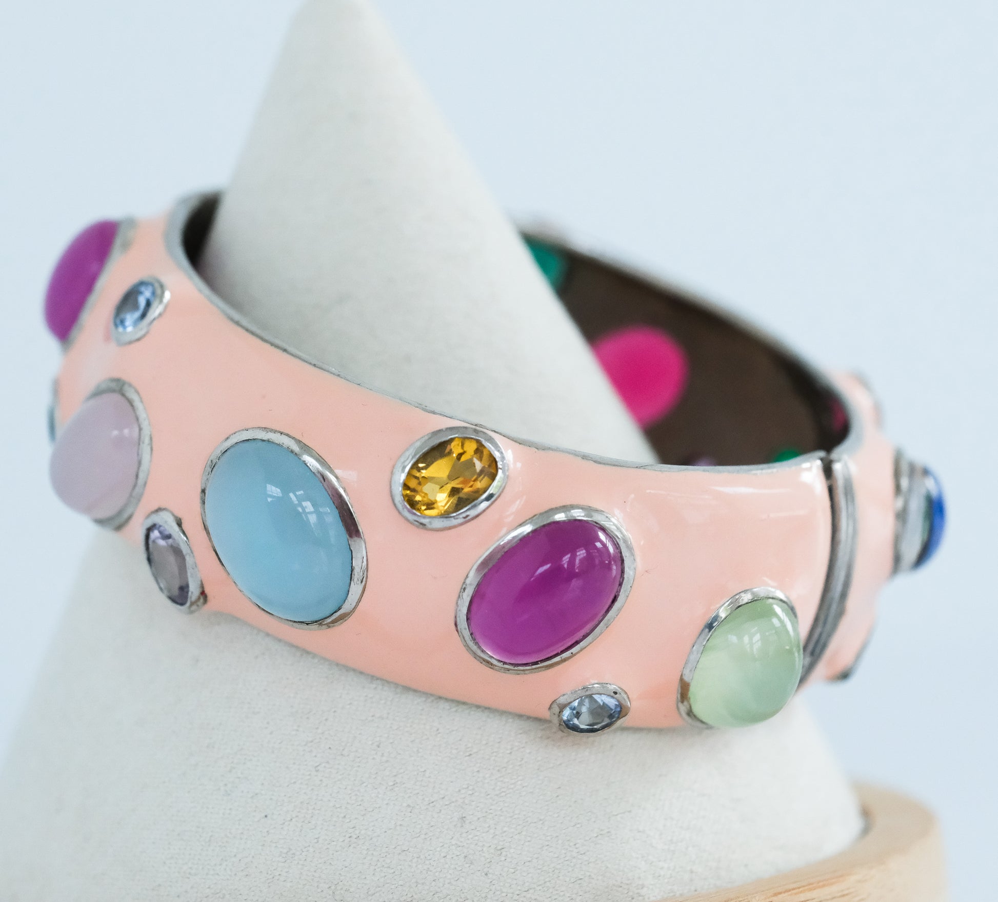 Enameled Sterling Silver Bracelet with Gorgeous Stones - Premium Bracelet from All The Best Vintage - Just $1195! Shop now at All The Best Vintage
