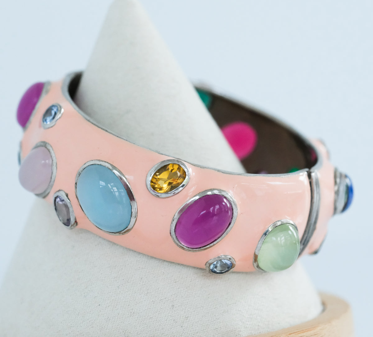 Enameled Sterling Silver Bracelet with Gorgeous Stones - Premium Bracelet from All The Best Vintage - Just $1195! Shop now at All The Best Vintage