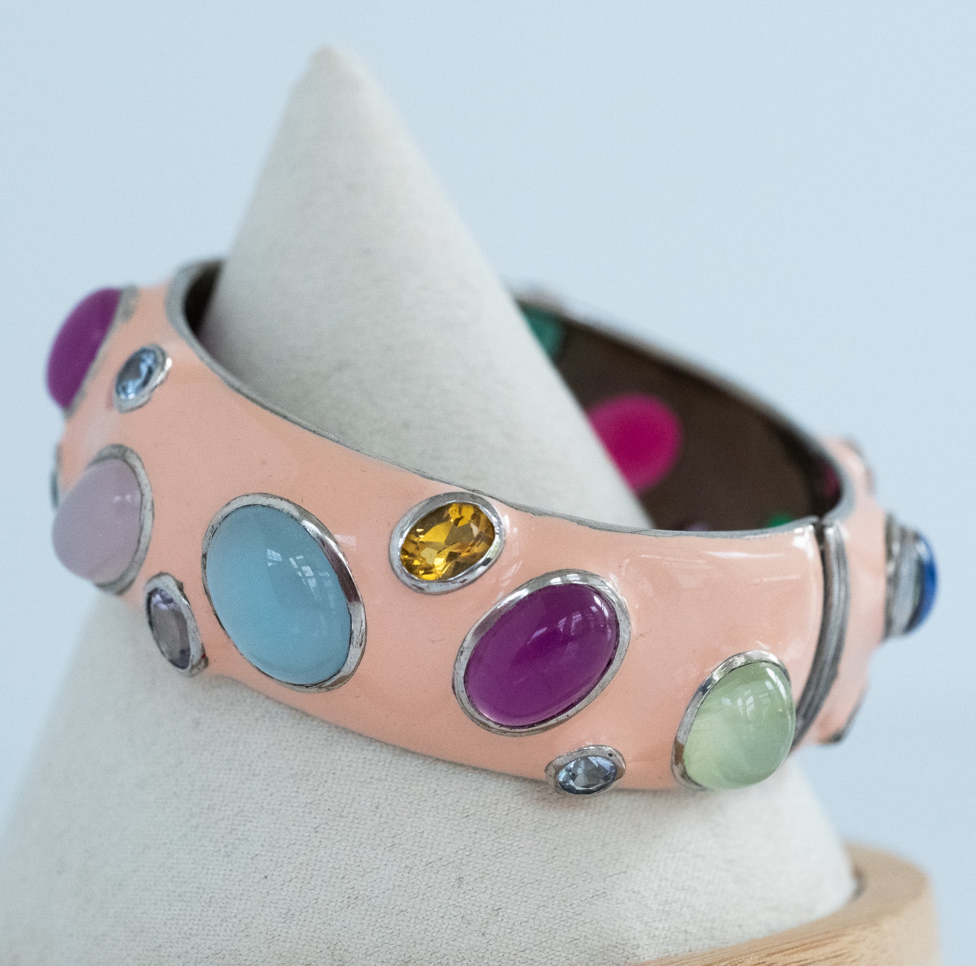 Enameled Sterling Silver Bracelet with Gorgeous Stones - Premium Bracelet from All The Best Vintage - Just $1195! Shop now at All The Best Vintage