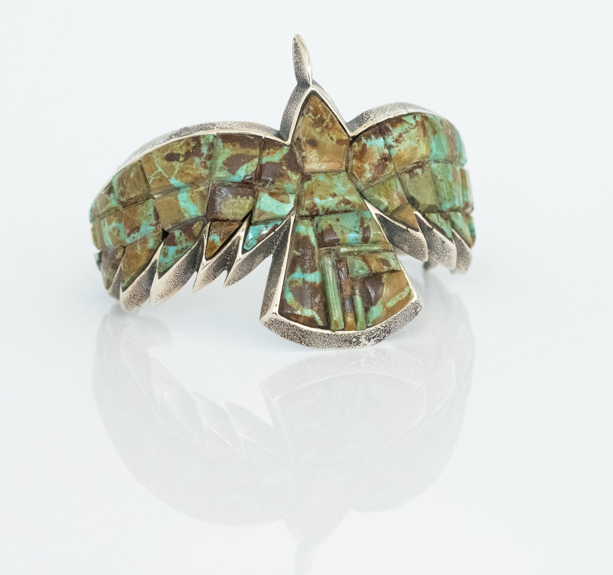 Aaron Anderson Sterling Tufa Cast Number 8 Turquoise Eagle Cuff Bracelet - Premium Bracelet from All The Best Vintage - Just $3950! Shop now at All The Best Vintage