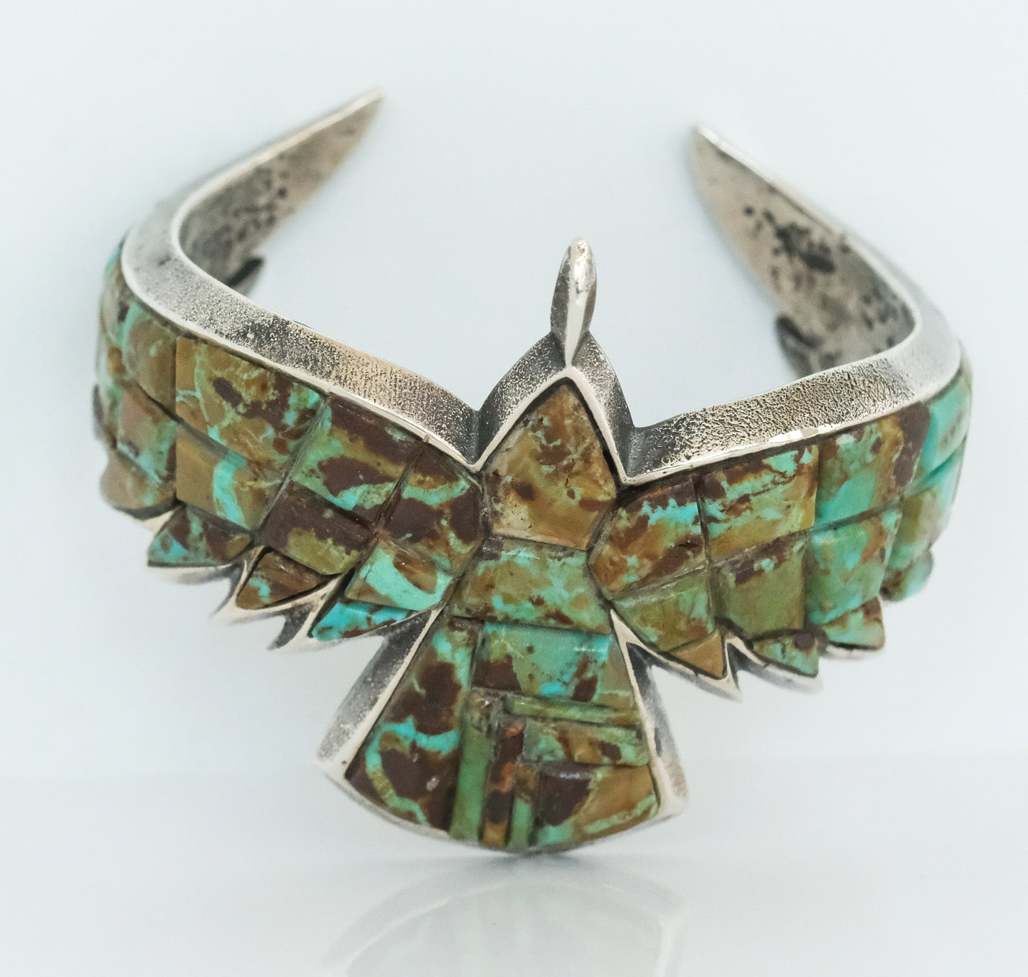 Aaron Anderson Sterling Tufa Cast Number 8 Turquoise Eagle Cuff Bracelet - Premium Bracelet from All The Best Vintage - Just $4250! Shop now at All The Best Vintage