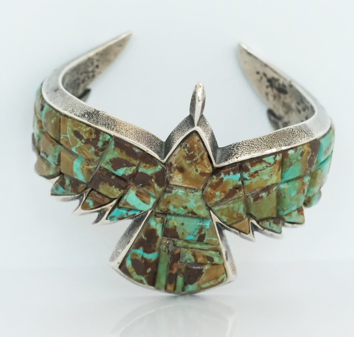 Aaron Anderson Sterling Tufa Cast Number 8 Turquoise Eagle Cuff Bracelet - Premium Bracelet from All The Best Vintage - Just $3950! Shop now at All The Best Vintage