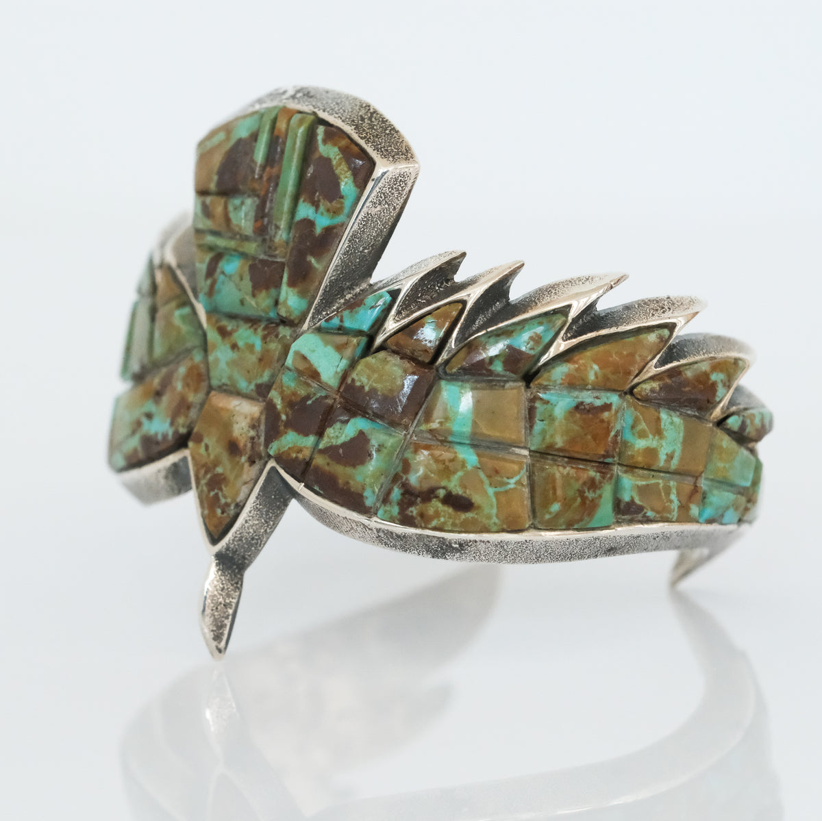 Aaron Anderson Sterling Tufa Cast Number 8 Turquoise Eagle Cuff Bracelet - Premium Bracelet from All The Best Vintage - Just $3950! Shop now at All The Best Vintage